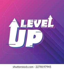 Level up icon in flat style. Achievement vector illustration on isolated background. Success sign business concept.