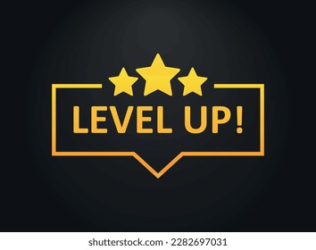 Level up icon in flat style. Achievement vector illustration on isolated background. Success sign business concept.