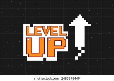 LEVEL UP Icon Pixel Art .8 Bit Spiel. Retro-Spiel. für Spiel-Assets in Vektorillustrationen.