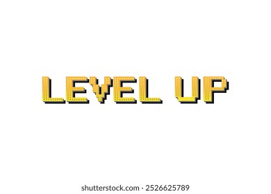 LEVEL UP icon pixel art .8 bit game. retro game. for game assets in vector illustrations on white background.	
