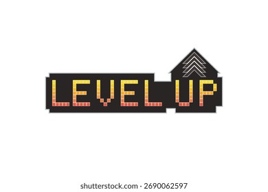 LEVEL UP icono pixel art. juego de 8 bits para activos de juego en Ilustraciones vectoriales sobre fondo blanco.
