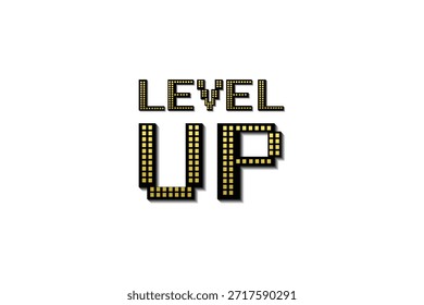 Icono de LEVEL UP. pixel art. juego de 8 bits. juego retro sobre fondo blanco.