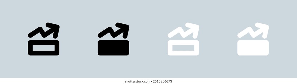 Level up icon set in black and white. Competition signs vector illustration.