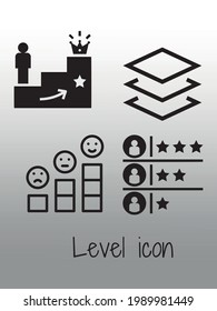 Niveausymbol, Illustrationssymbol , Startsymbol im flachen schwarzen Linienstil einzeln auf Farbverlauf-Hintergrund