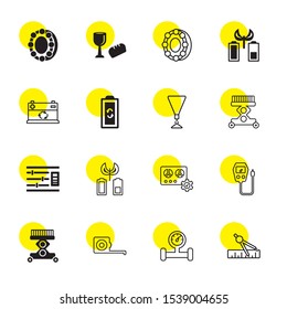 level icons. Editable 16 level icons. Included icons such as Measure, Meter, Elevator, Control panel, Battery, Console Panel, Filter, Timbrel, Mass. level trendy icons for web.