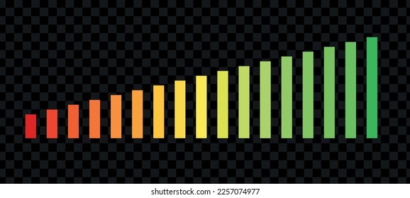 Level indicator icon. speedometer scale, dial gauge. high and low risk bar. Vector illustration