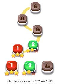Level indicators for game ui, cartoon map pointers