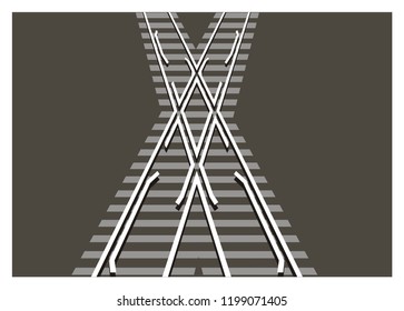 level junction railroad/railroad crossing simple illustration