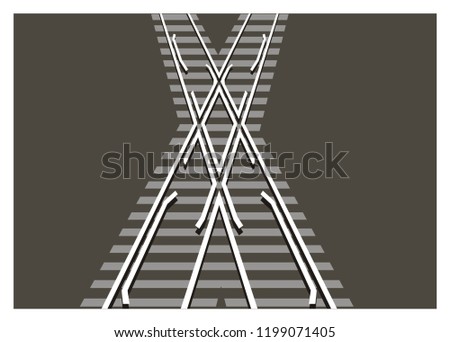level junction railroad/railroad crossing simple illustration