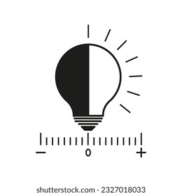 level light icon. control scale for bright. adjustment brightness. electric bulb energy. regulation contrast. Vector illustration. stock image.