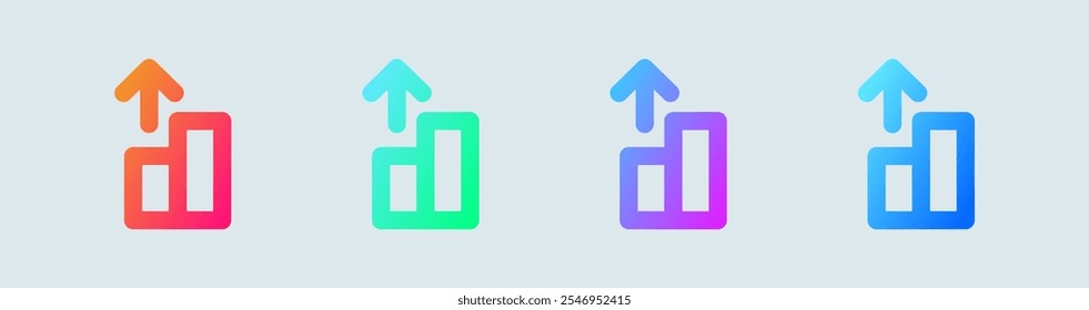 Ícone de linha de nível acima em cores de gradiente. Ilustração vetorial de sinais de competição.