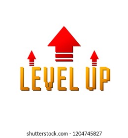 Level Up Logo. Arcade Game Upgrade New Level