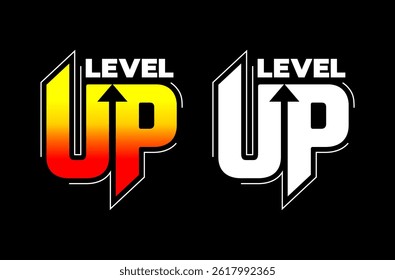  nível para cima design de logotipo com seta. vetor.
