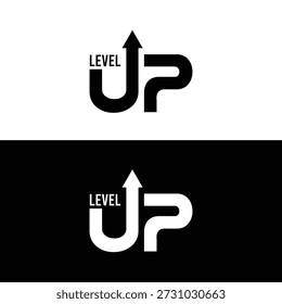 Level Up Logo Design with Upward Arrow Symbol for Video Game Branding Business Progress and Career Growth Success Icon