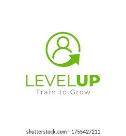 Level up logo template. User icon. Account badge. User symbol.