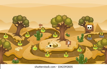 Level map pack with desert and wasteland theme for puzzle games