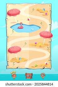 Level Map Vertical Scrolling User Interface Background Vector Image For Mobile Hello Summer The Puzzle Game.