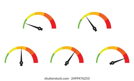 level measuring gauge set with different level indicator isolated on white background