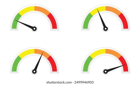 level measuring gauge set with different level indicator isolated on white background