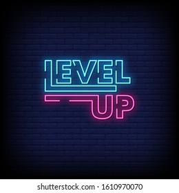 Level up Neon Signs Style Text Vector