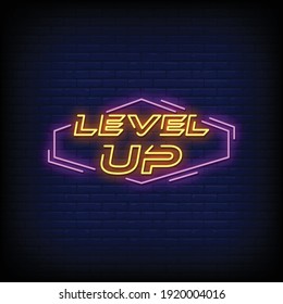 Level Up Neon Signs Style Text Vector