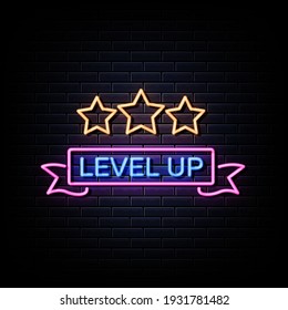 Level Up Neon Signs Vector.