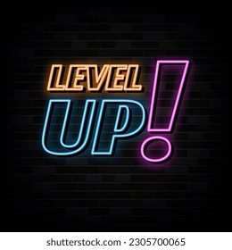 Level Up Neon Signs Vector Design Template Neon Style