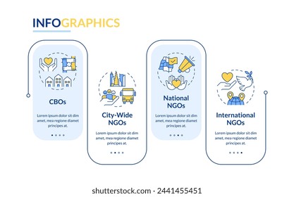 Level of operation blue rectangle infographic template. Data visualization with 4 steps. Editable timeline info chart. Workflow layout with line icons. Lato-Bold, Regular fonts used