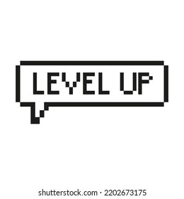 Level Up Pixel Speech Bubble Gaming Vector