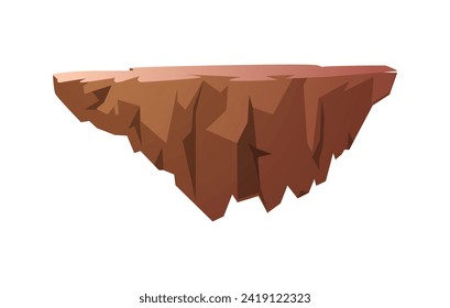 Level platform, element for game design, vector illustration on white background. A piece of ground, soil or stone floats in the air, flying island. Cartoon style object for app, ui and game interface