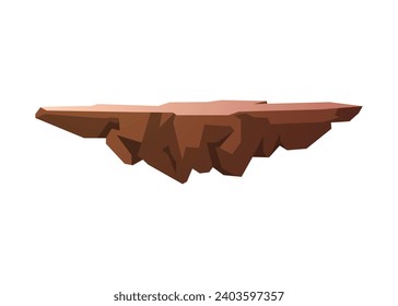 Level platform, empty land island floating vector illustration. Cartoon fantasy terrain with rock stage. Flying piece of ground for gui jump and level game asset