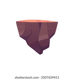Level platform, floating land island vector illustration. Cartoon empty ground stone rock stage. Fantasy arcade game asset isolated on white background. GUI nature location