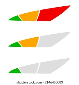 Level, progress bar, indicator. Low-high progression, guage, meter and scale. Benchmark, performance indication 