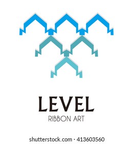 Level ribbon art of building abstract vector and logo design or template property business icon of company identity symbol concept