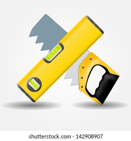 Level and saw icon vector illustration