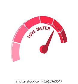 Level scale with arrow . The measuring device isometric icon. Love meter gauge element