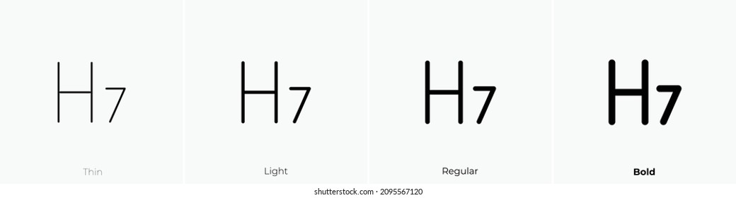 level seven title icon. Thin, Light Regular And Bold style design isolated on white background