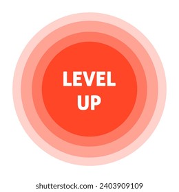 Level up sign. Flat, red, round gradient icon, level up sign. Vector icon