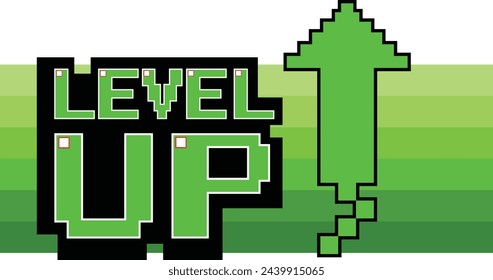 Símbolo LEVEL UP. arte de píxeles juego de .8 bits. juego retro. para activos de juego en ilustraciones vectoriales.