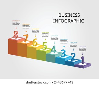 plantilla de nivel para infografía para presentación de 8 elementos