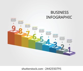 level template for infographic for presentation for 9 element