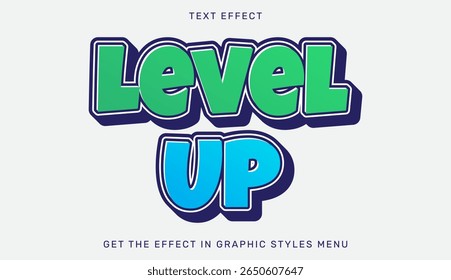 Level up text effect in 3d design