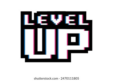 LEVEL UP text icon on white background.	