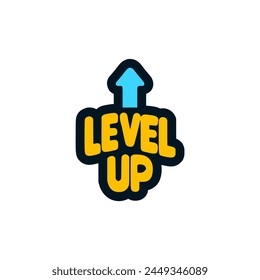 level up text sticker t shirt vector illustration template design