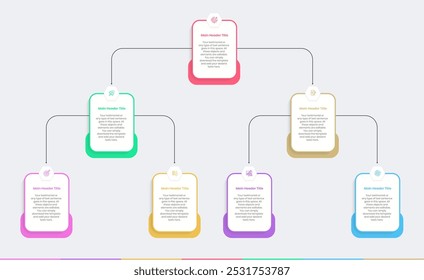 Level three Business Corporation Organizational distribution chart Infographics Design Template, Workflow diagram, flowchart, business hierarchy Concept tree chart, Level three Organizational chart