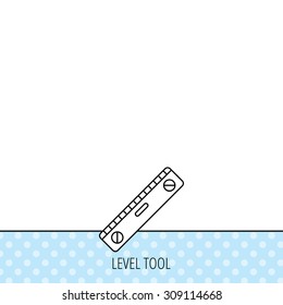 Level tool icon. Horizontal measurement sign. Circles seamless pattern. Background with icon. Vector