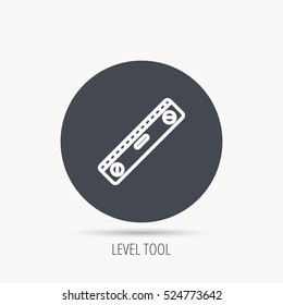 Level tool icon. Horizontal measurement sign. Round web button with flat icon. Vector