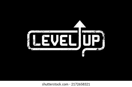 Level Up Typography With Arrow Icon. Simply, Modern, Unique Concept. Vector Illustration