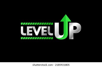 Level Up Typography With Arrow Icon. Simply, Modern, Unique. Vector Illustration	