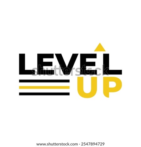 Level up typography logo design concept idea with arrow icon symbol